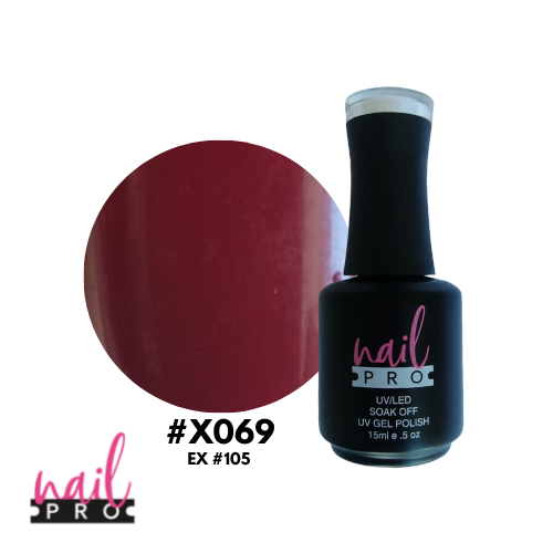 NAIL PRO Esmalte Permanente X069 (ex105) Rojo Guinda