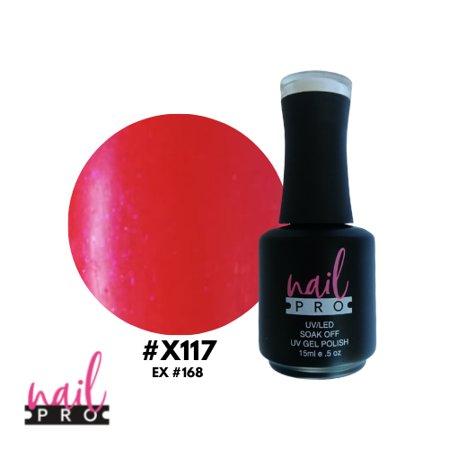 NAIL PRO Esmalte Permanente X117 (ex168) Rojo anaranjado perlado