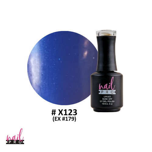 NAIL PRO Esmalte Permanente X123 (ex179) Azul micro glitter Perlado