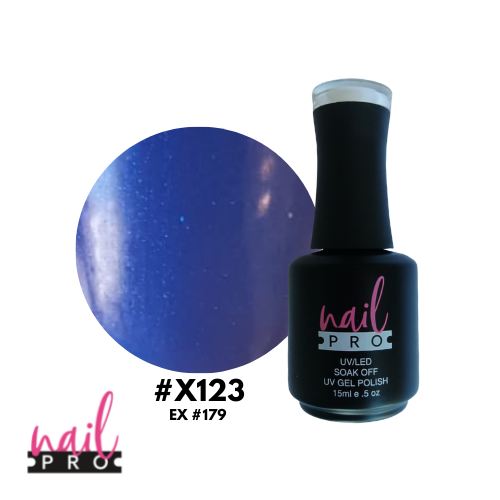 NAIL PRO Esmalte Permanente X123 (ex179) Azul micro glitter Perlado