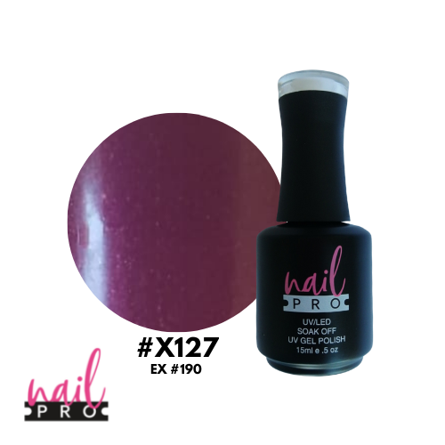 NAIL PRO Esmalte Permanente X127 (ex190) Morado Burdeo Perlado