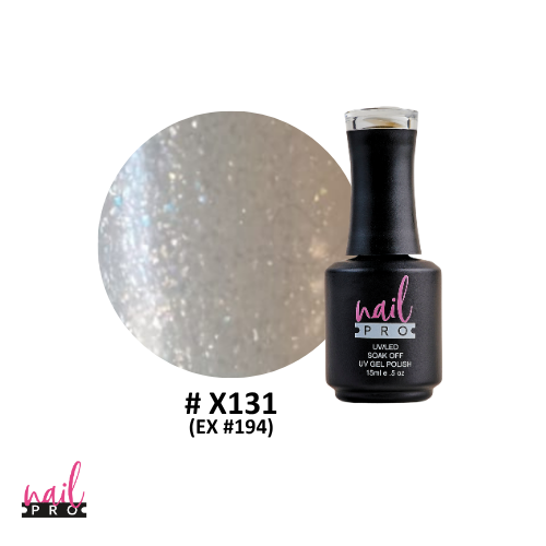 NAIL PRO Esmalte Permanente X131 (ex194) Traslúcido micro glitter tornasol
