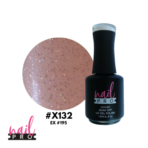 NAIL PRO Esmalte Permanente X132 (ex195) Rosa traslúcido micro glitter