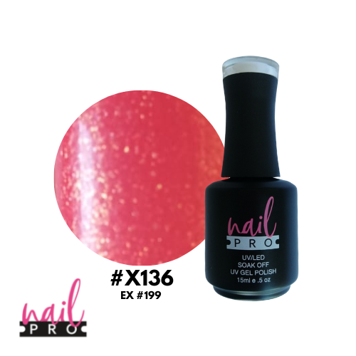 NAIL PRO Esmalte Permanente X136 (ex199) Rosa coral con micro glitter