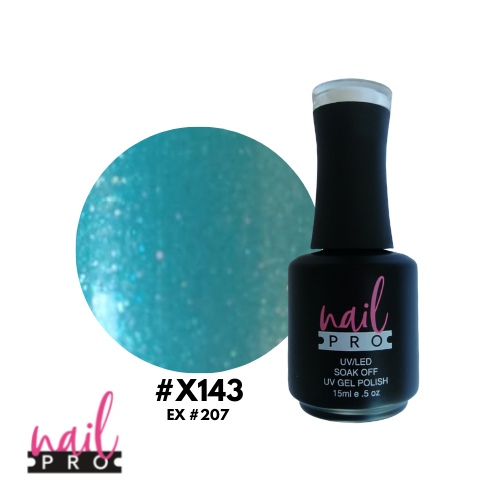 NAIL PRO Esmalte Permanente X143 (ex207) Calipso Glitter turquesa