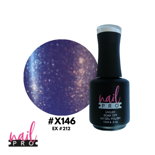 NAIL PRO Esmalte Permanente X146 (ex212) Azul claro con Micro Glitter