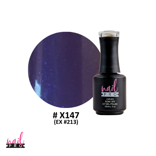 NAIL PRO Esmalte Permanente X147 (ex213) Morado Microglitter azul