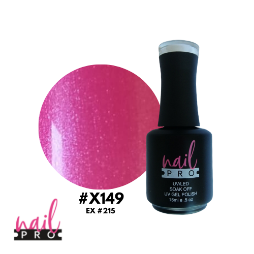 NAIL PRO Esmalte Permanente X149 (EX215) Fucsia perlado micro glitter