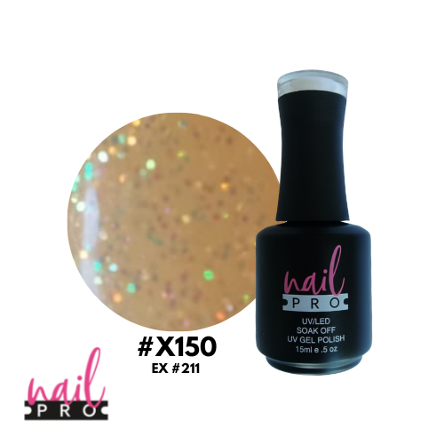 NAIL PRO Esmalte Permanente X150 (ex217) Amarillo Pastel con glitter