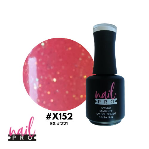 NAIL PRO Esmalte Permanente X152 (ex221) Rosa anaranjado micro glitter