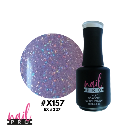 NAIL PRO Esmalte Permanente X157 (ex227) Morado pastel con micro glitter