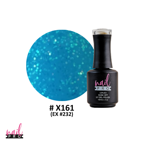 NAIL PRO Esmalte Permanente X161 (ex232) Calipso Glitter turquesa