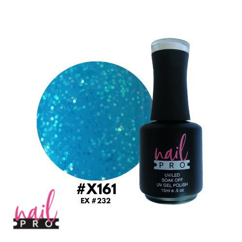 NAIL PRO Esmalte Permanente X161 (ex232) Calipso Glitter turquesa