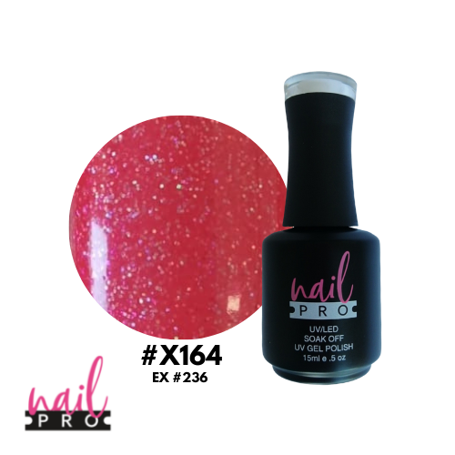 NAIL PRO Esmalte Permanente X164 (EX 236) Rojo con glitter