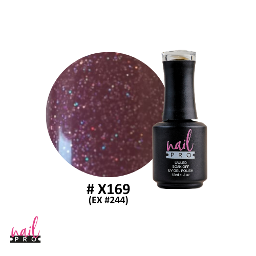 NAIL PRO Esmalte Permanente X169 (ex244) Morado micro glitter