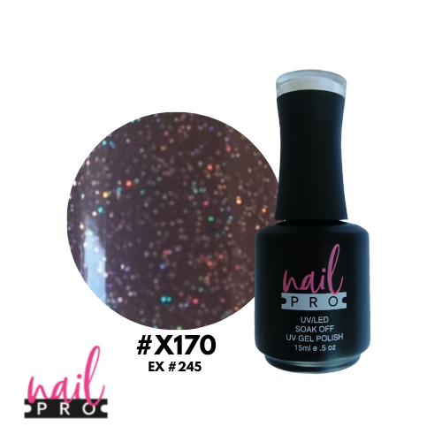 NAIL PRO Esmalte Permanente X170 (ex245) Morado micro glitter