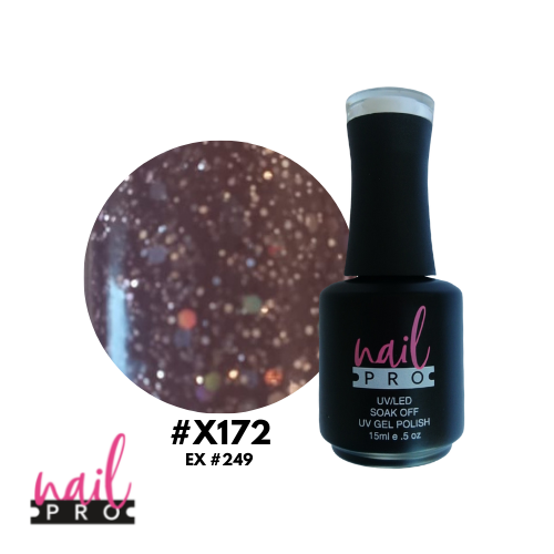 NAIL PRO Esmalte Permanente X172 (ex249) Burdeo morado Glitter