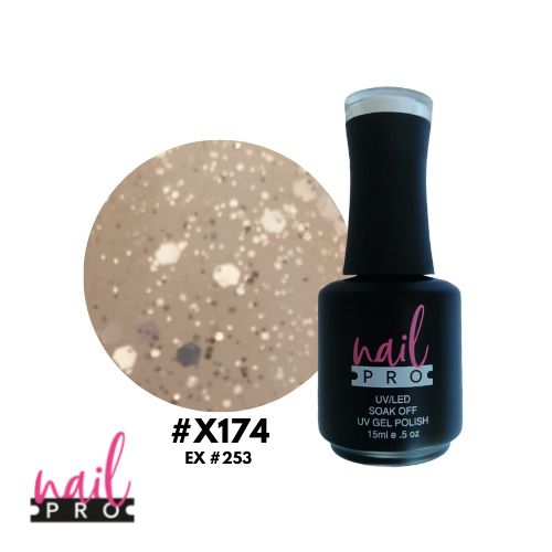 NAIL PRO Esmalte Permanente X174 (ex253) Glitter Traslúcido silver