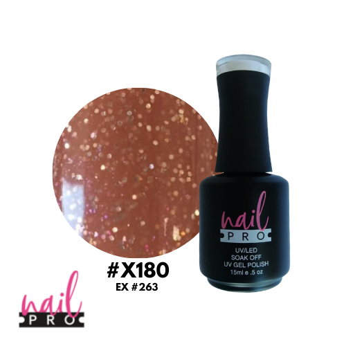 NAIL PRO Esmalte Permanente X180 (ex263) Café glitter