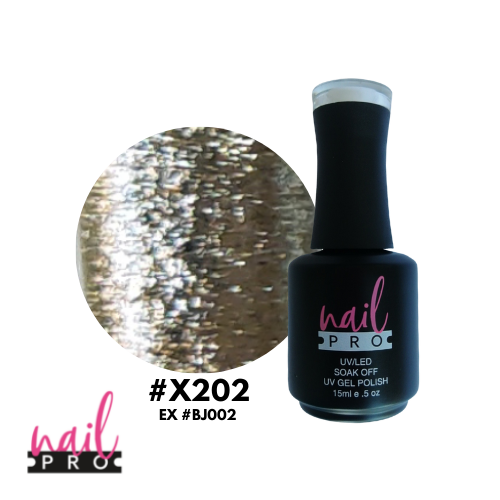 NAIL PRO Esmalte Permanente X202 (exBJ002) Dorado glitter intenso