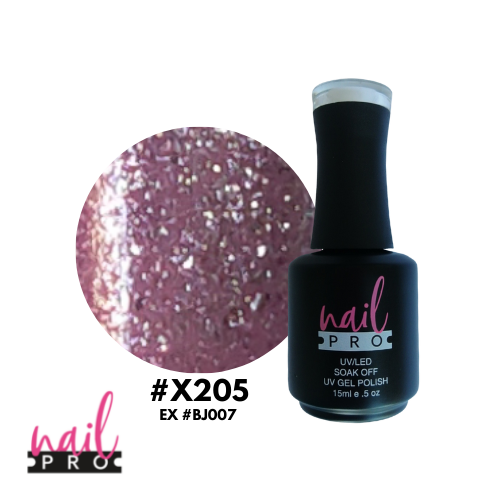 NAIL PRO Esmalte Permanente X205 (exBJ007) Rosa lila glitter intenso