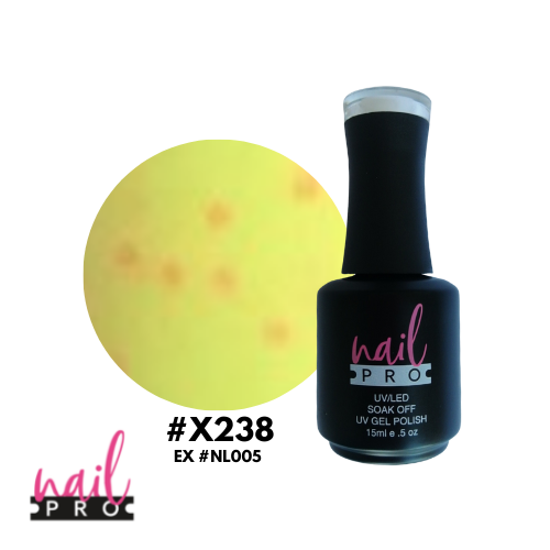 NAIL PRO Esmalte Permanente X238 (exNL005) Amarillo manchitas naranjas