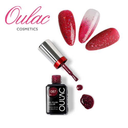 OULAC MASTER Esmalte Permanente DS087 Glitter Rojo Burdeo